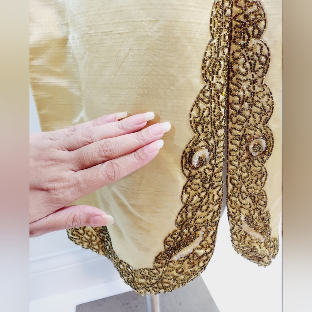 50s 60s SILK beaded bombshell sheath cocktail dress and crop top - Picture 7 of 9